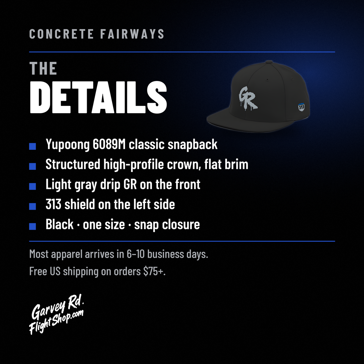 Concrete Fairways snapback – details