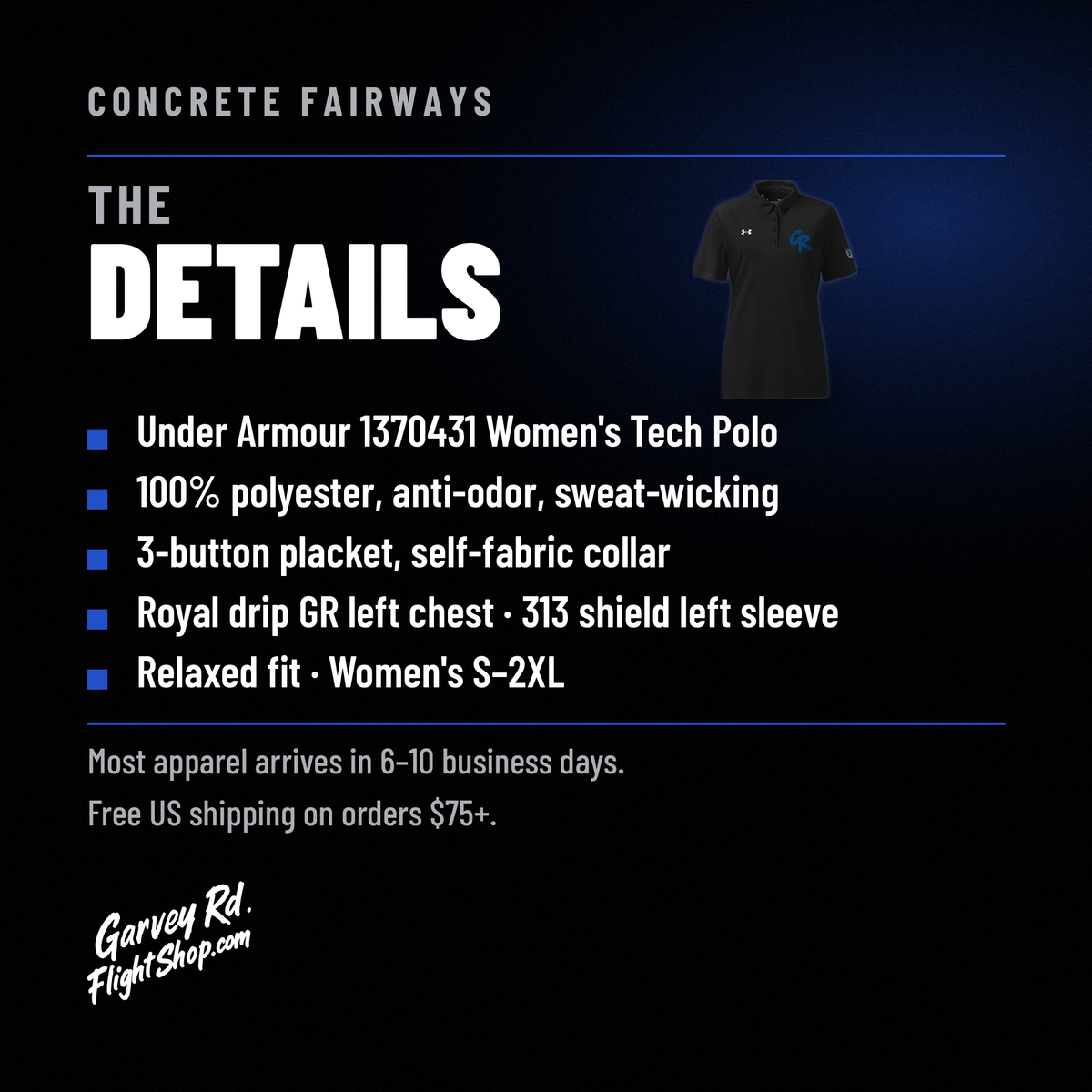 Concrete Fairways women's polo – details