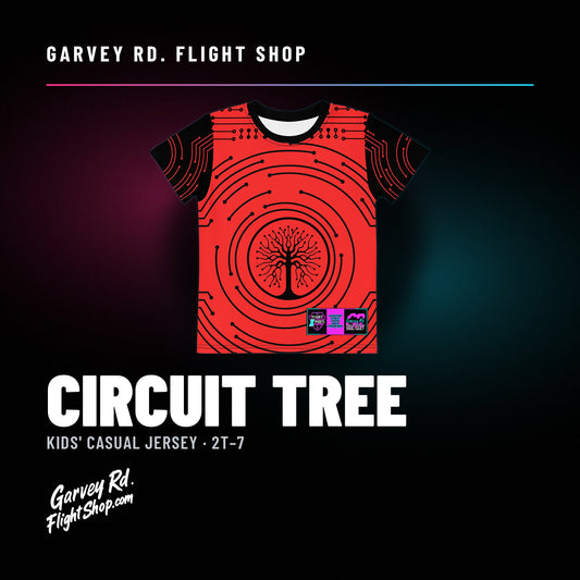 Garvey Rd. Disc Golf 'Circuit Tree' kids' casual jersey, front