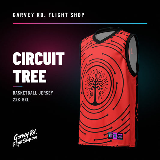 Garvey Rd. Disc Golf 'Circuit Tree' basketball jersey, front