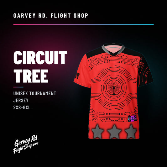 Garvey Rd. Disc Golf 'Circuit Tree' tournament jersey, front