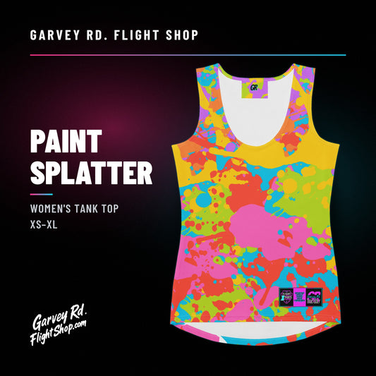 Garvey Rd. Disc Golf 'Paint Splatter' women's tank top, front