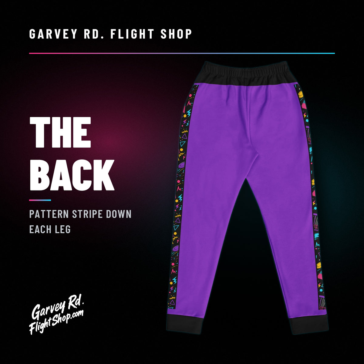 Garvey Rd. Disc Golf 'Retro Runs' women's joggers in purple, back
